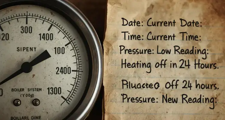 Write down the pressure reading on the boiler gauge