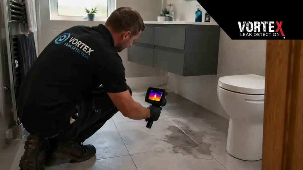 non invasive leak detection thermal imaging bathroom Vortex Leak Detection
