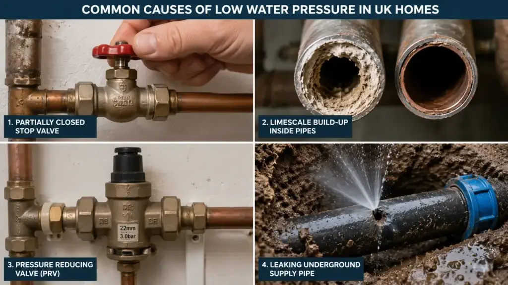 Common causes of low water pressure in UK homes | Vortex Leak Detection