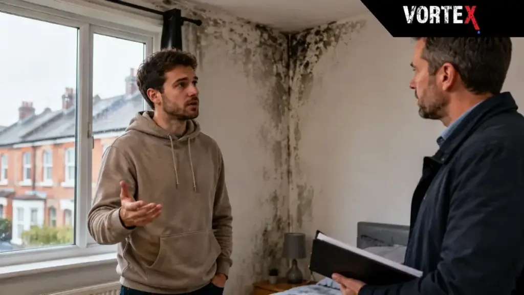 Damp walls causing dispute between landlord and tenant in UK rental property