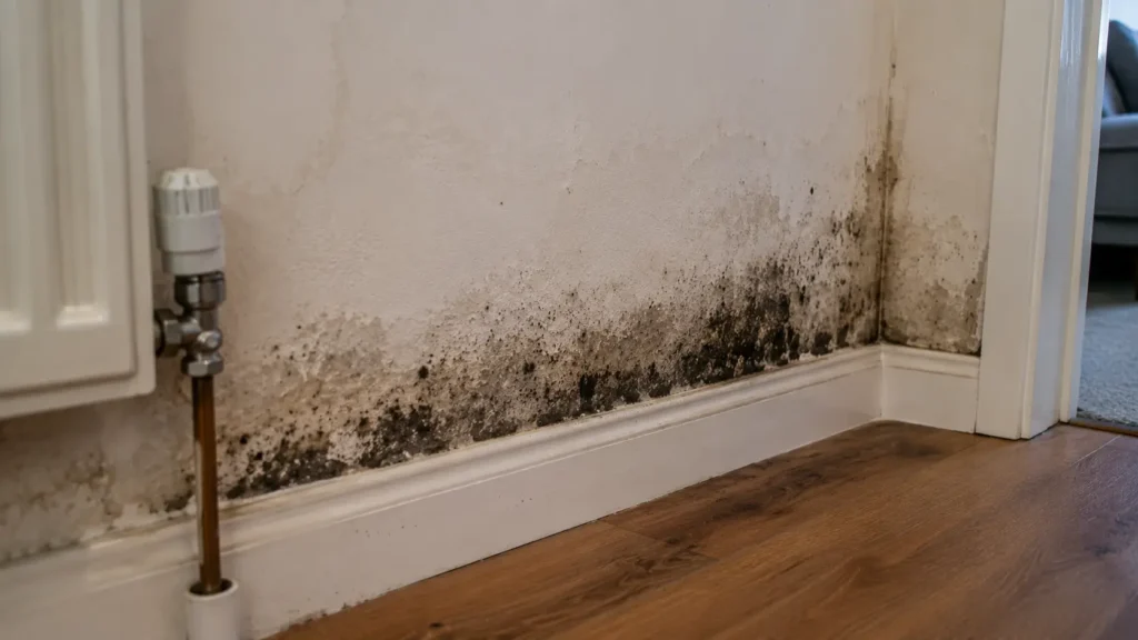 Hidden water leak mould near skirting board | Vortex Leak Detection