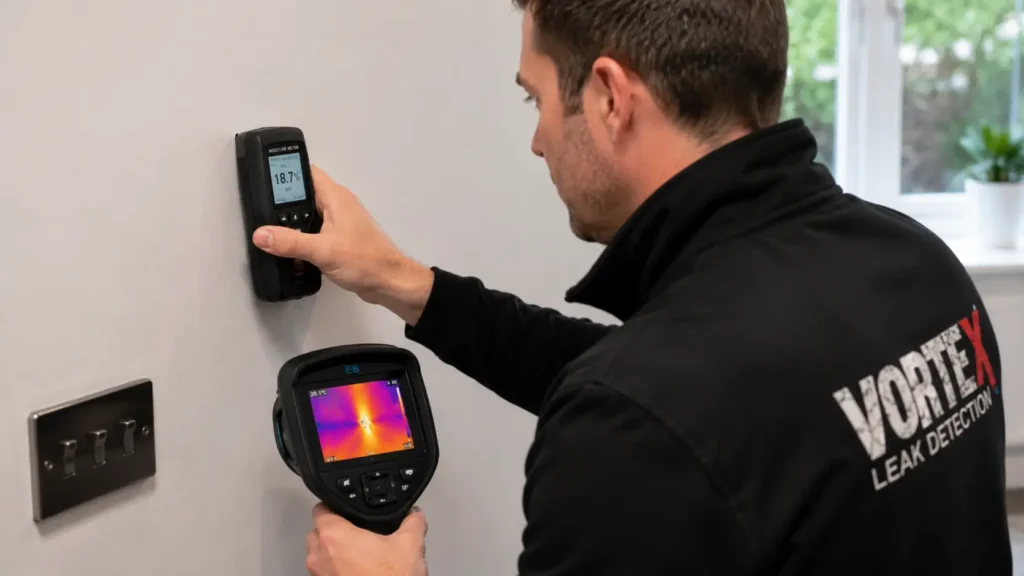 Plumbing survey moisture thermal scan UK Vortex Leak Detection