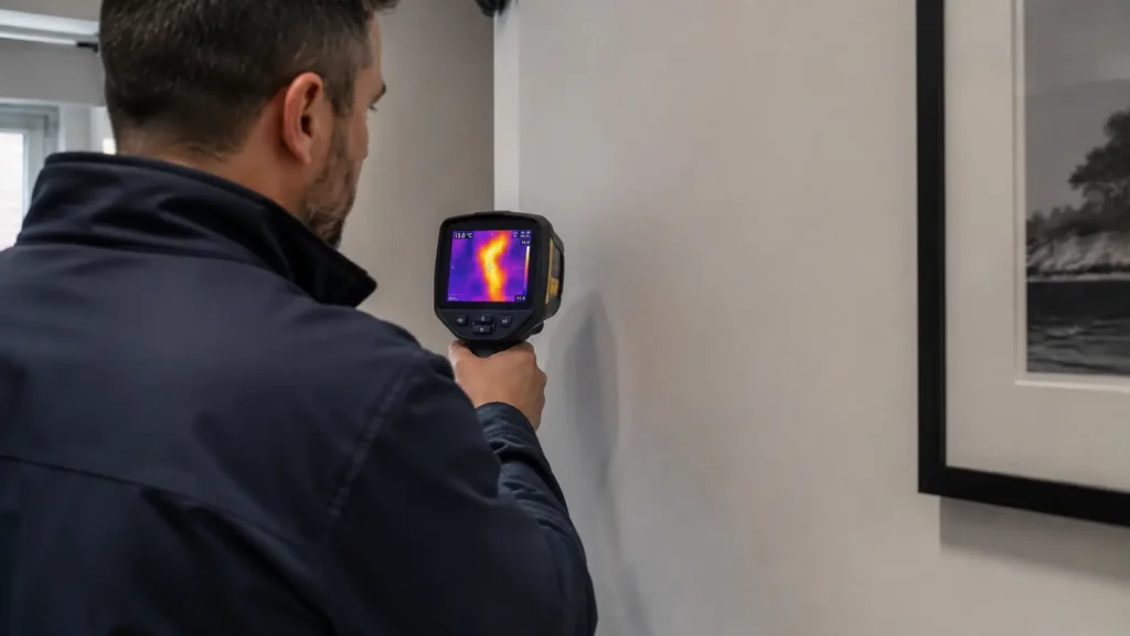 Thermal imaging detecting hidden wall moisture | Vortex Leak Detection