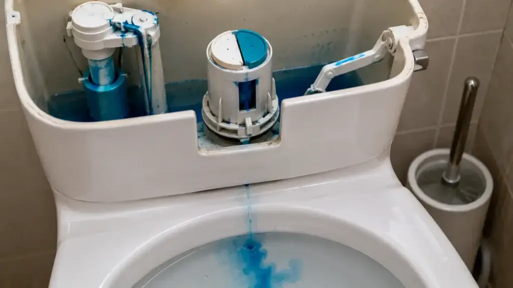 Toilet cistern dye test for hidden water leak