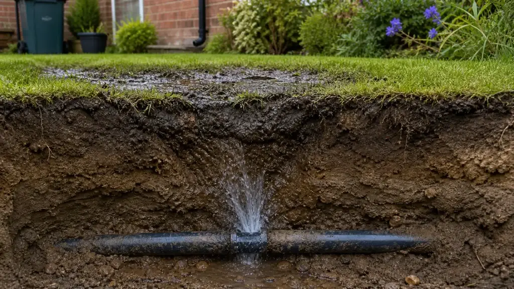Underground mains pipe leak garden UK | Vortex Leak Detection