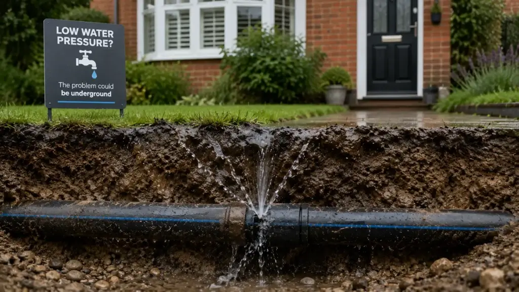 Underground supply pipe leak reducing water pressure | Vortex Leak Detection