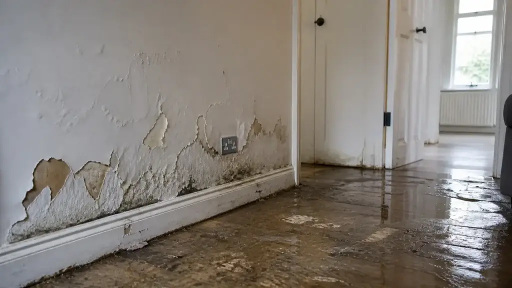 Water damage from hidden leak UK home | Vortex Leak Detection